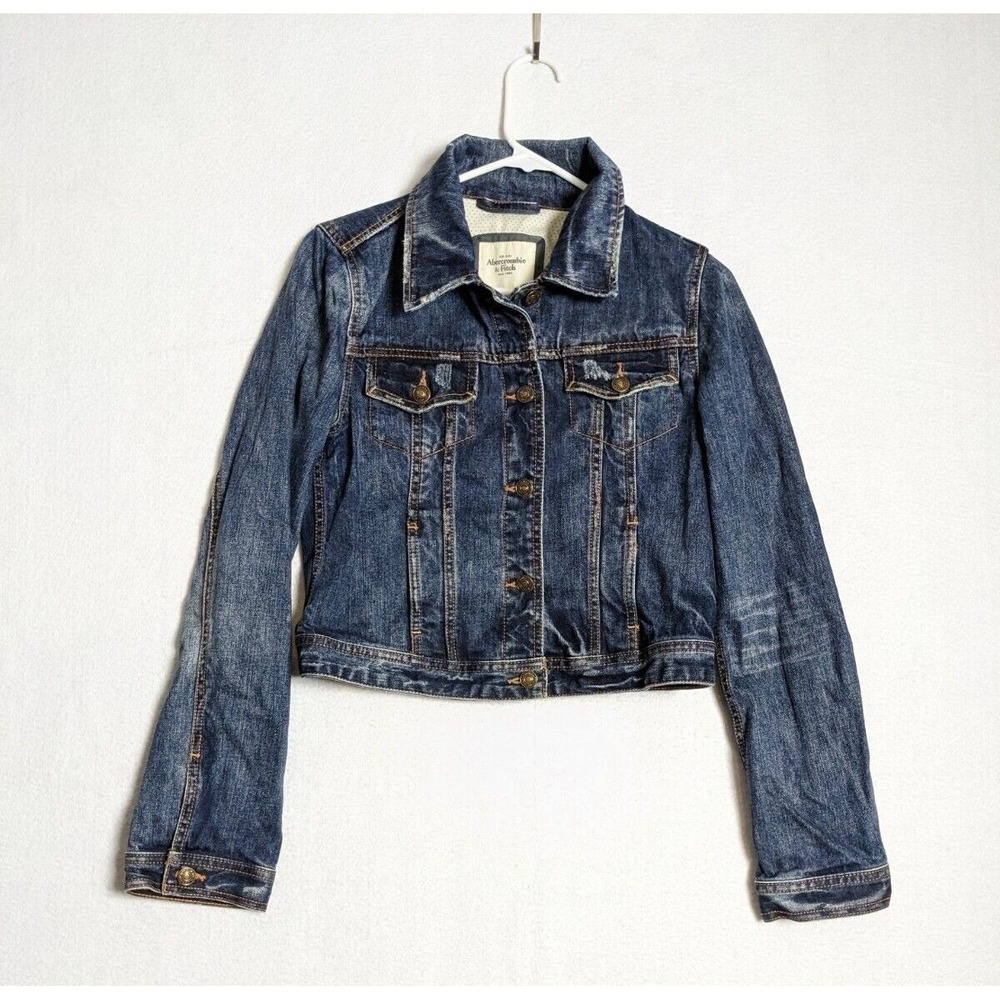 Abercombie Fitch Denim Womens Jacket Size S Cotton Blue